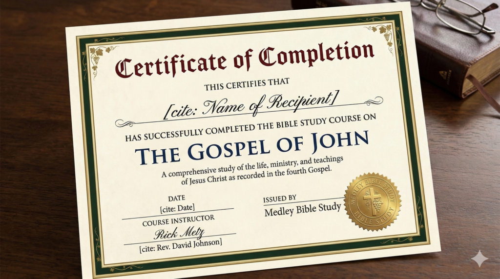 johns gospel certificate of completion